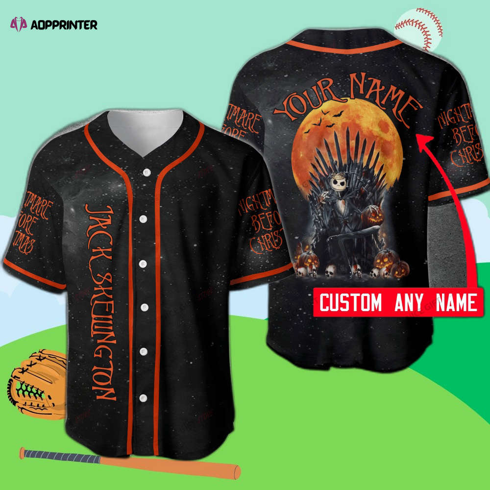 Personalized Jack Skellington Baseball Jersey with Custom Name – Unique & Stylish Halloween Apparel