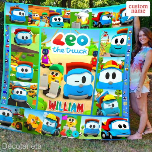 Personalized Leo The Truck Quilt Blanket Leo The Truck Fleece Blanket Birthday Gifts