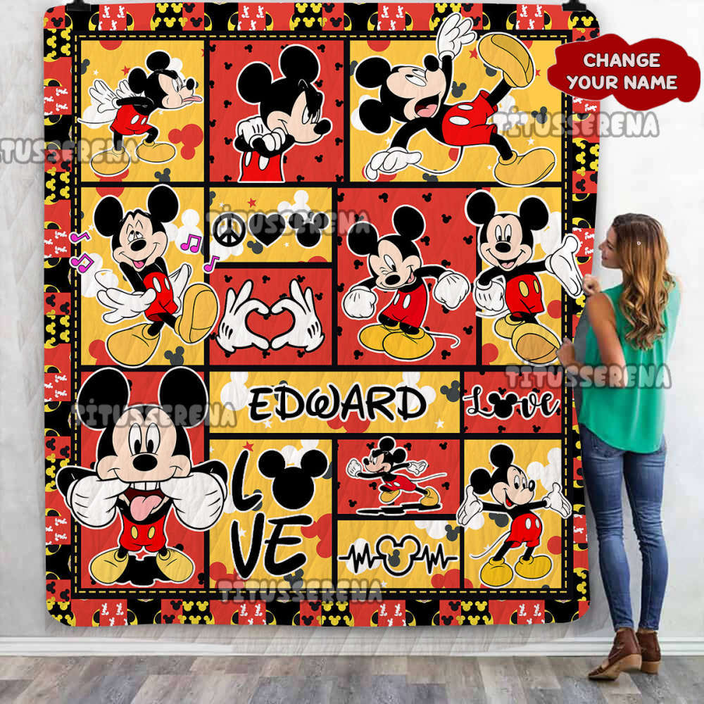 Personalized Mickey Mouse Quilt Blanket, Mickey Mouse Blanket, Mickey Mouse