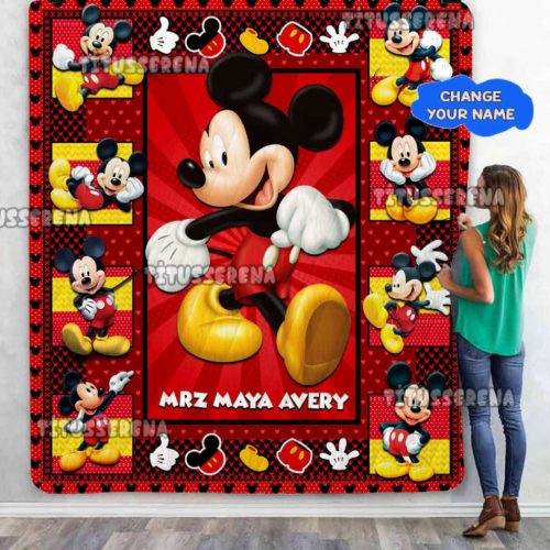Personalized Mickey Mouse Quilt Blanket, Mickey Mouse Blanket, Mickey Mouse