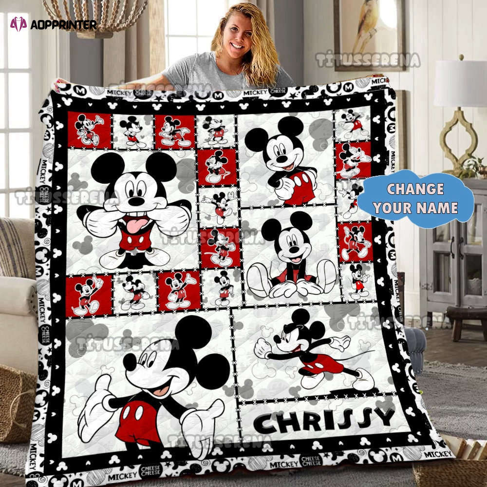 Personalized Mickey Mouse Quilt Blanket, Mickey Mouse Blanket, Mickey Mouse Mickey