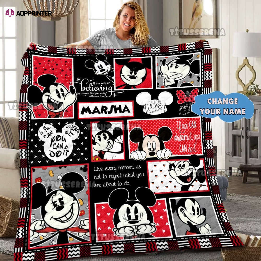 Personalized Mickey Mouse Quilt Blanket, Mickey Mouse Blanket, Mickey Mouse Mickey
