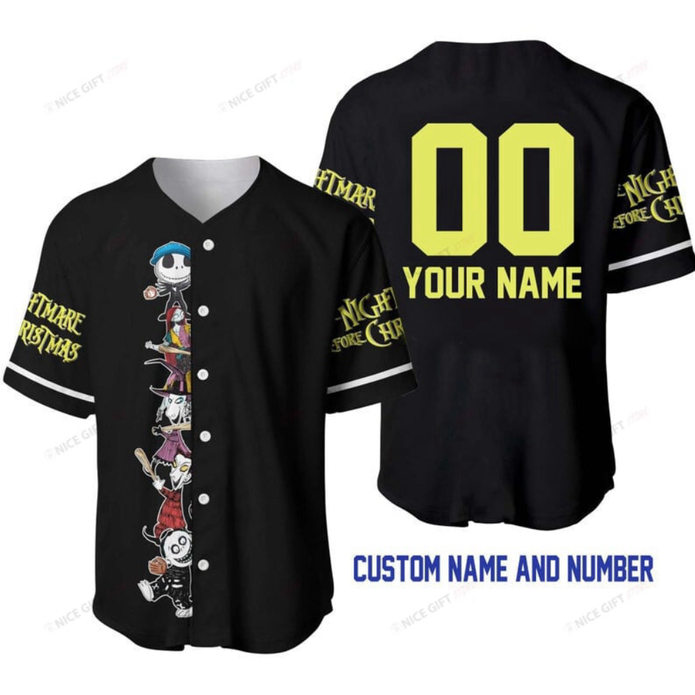Personalized Nightmare Before Christmas Baseball Jersey – Custom Name Option