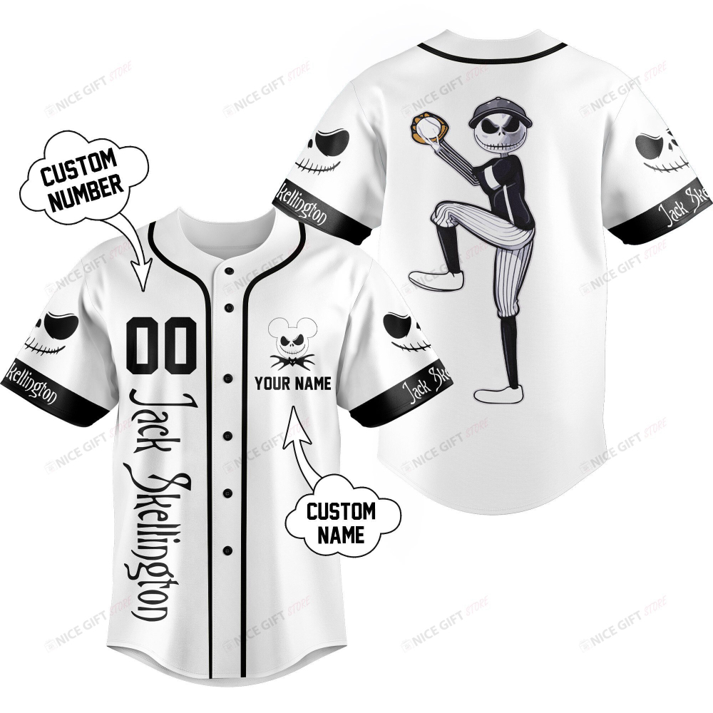 Personalized Nightmare Before Christmas Jack Skellington Baseball Jersey – Custom Name Option