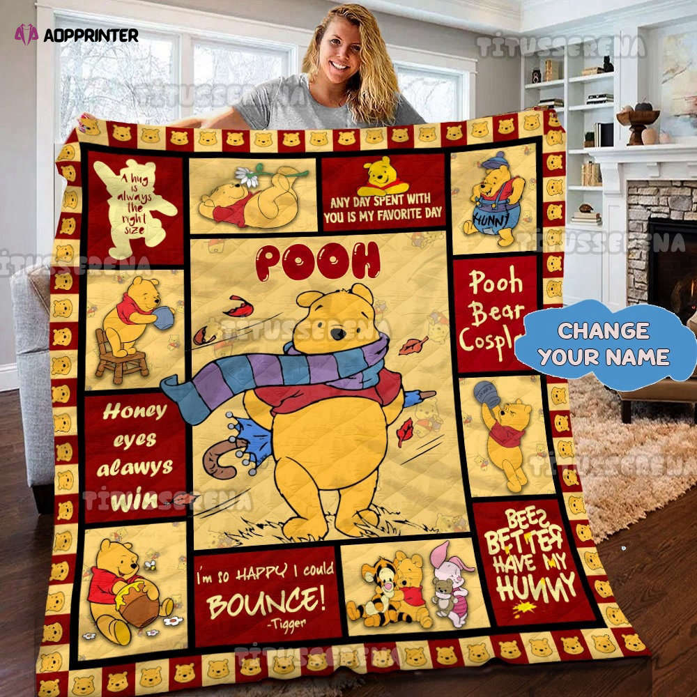 Personalized Winnie The Pooh Blanket  Pooh Bear Blanket  Winnie The Pooh and Friends Blanket  Tigger Piglet Eeyore Blanket  Cartoon Pooh