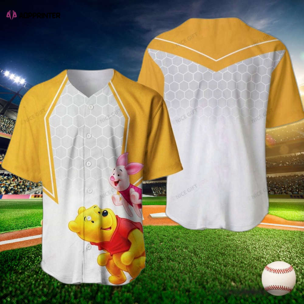 Play ball with style: Winnie The Pooh 3D Printed Baseball Jersey for a trendy and playful look!