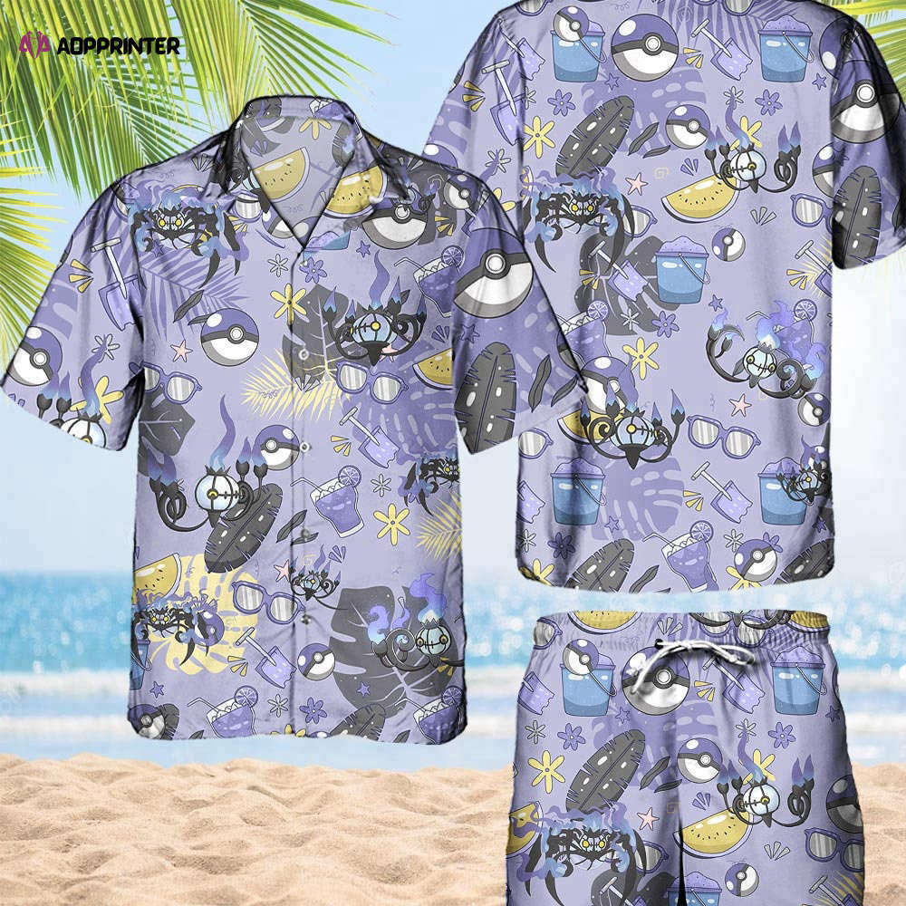 Pokemon Chandelure Hawaiian Hawaii Shirt Aloha Anime Chandelure Button Up Shirt Matching Pokemon Ball Fans