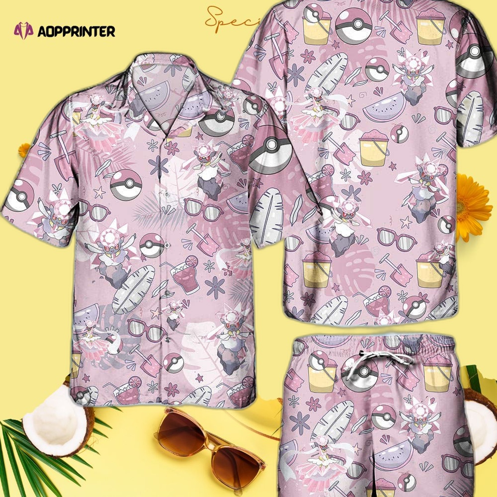 Pokemon Volcanion Hawaiian Hawaii Shirt Aloha Anime Volcanion Button Up Shirt Matching Pokemon Ball Fans