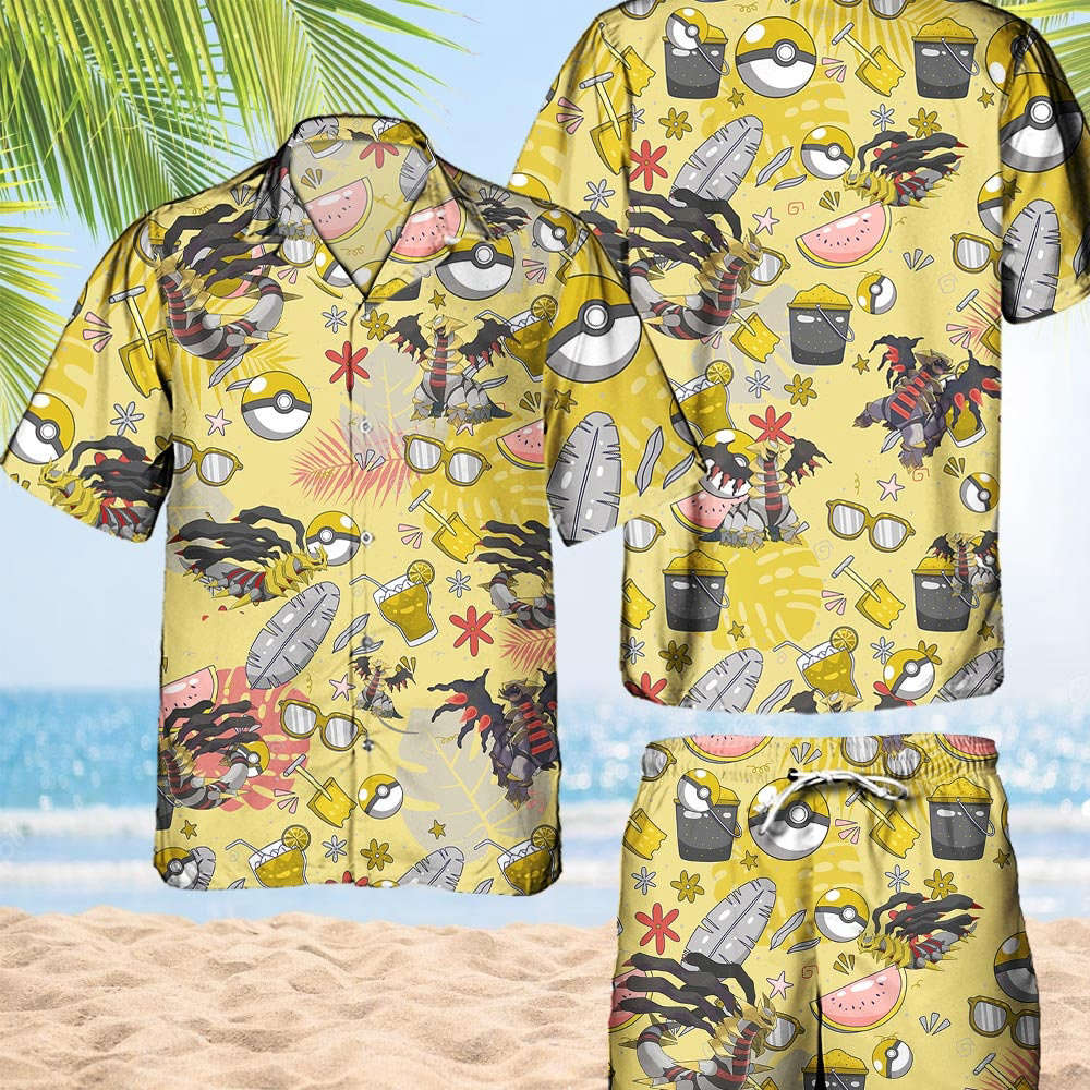 Pokemon Giratina Hawaiian Hawaii Shirt Aloha Anime Giratina Button Up Shirt Matching Pokemon Ball Fans