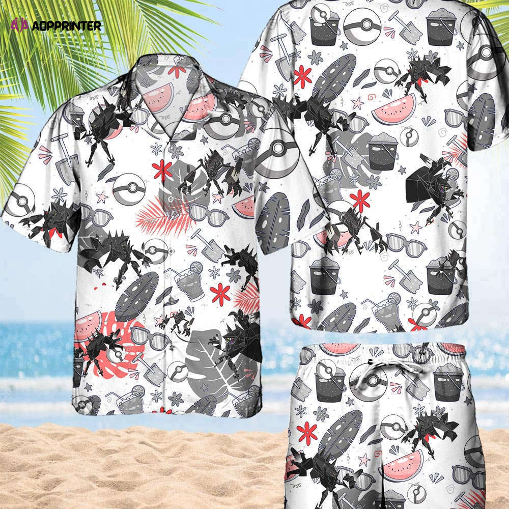 Pokemon Necrozma Hawaiian Hawaii Shirt Aloha Anime Necrozma Button Up Shirt Matching Pokemon Ball Fans