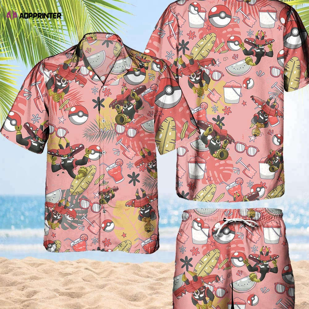 Pokemon Tapu Bulu Hawaiian Hawaii Shirt Aloha Anime Tapu Bulu Button Up Shirt Matching Pokemon Ball Fans