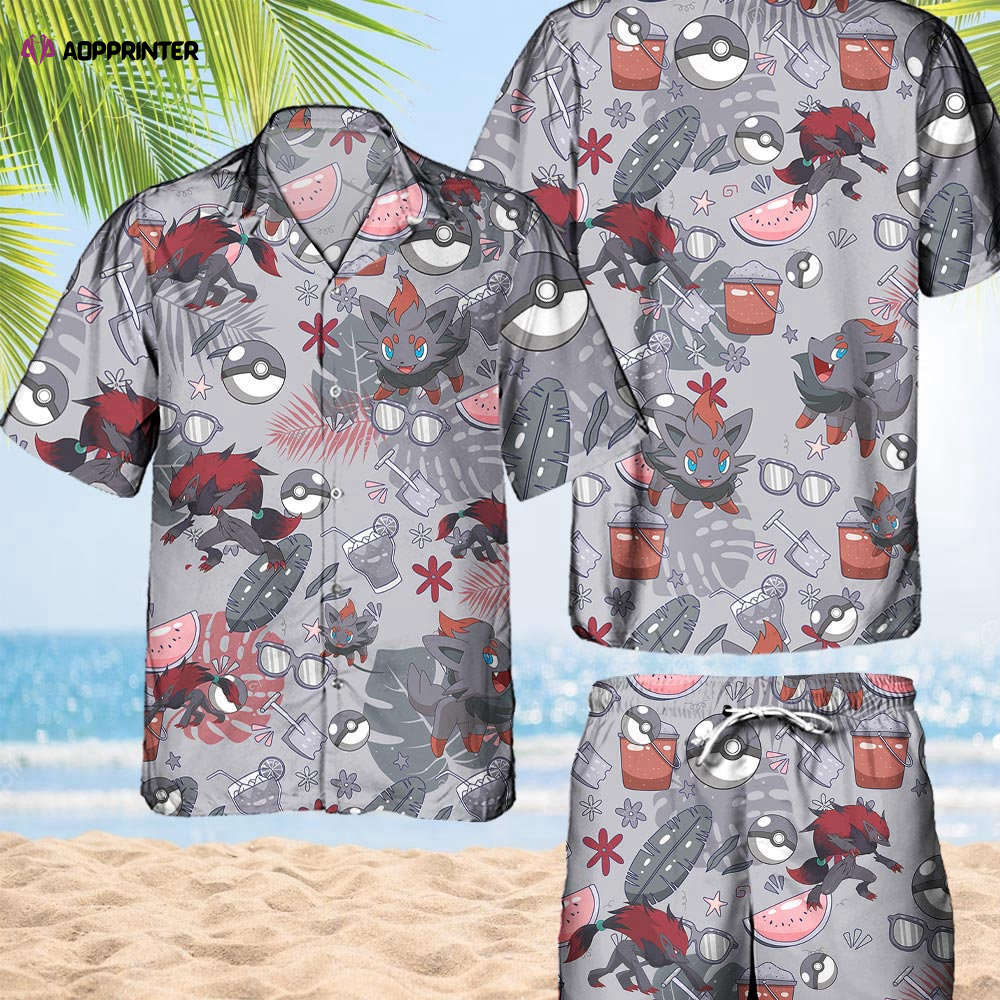 Pokemon Zorua Hawaiian Aloha Hawaii Shirt Anime Zoroark Button Up Shirt Matching Pokemon Ball Fans