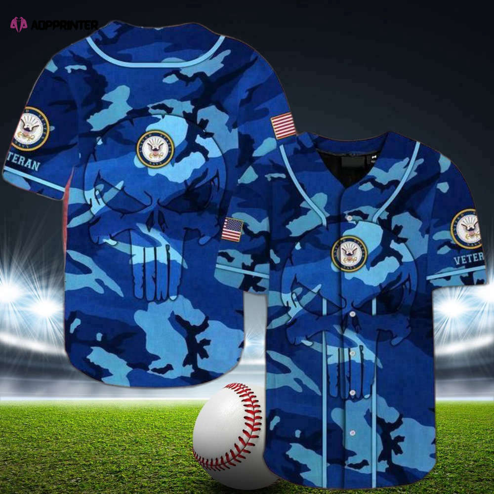 Skull Camo Veteran US Navy Baseball Jersey: Show Your Pride!