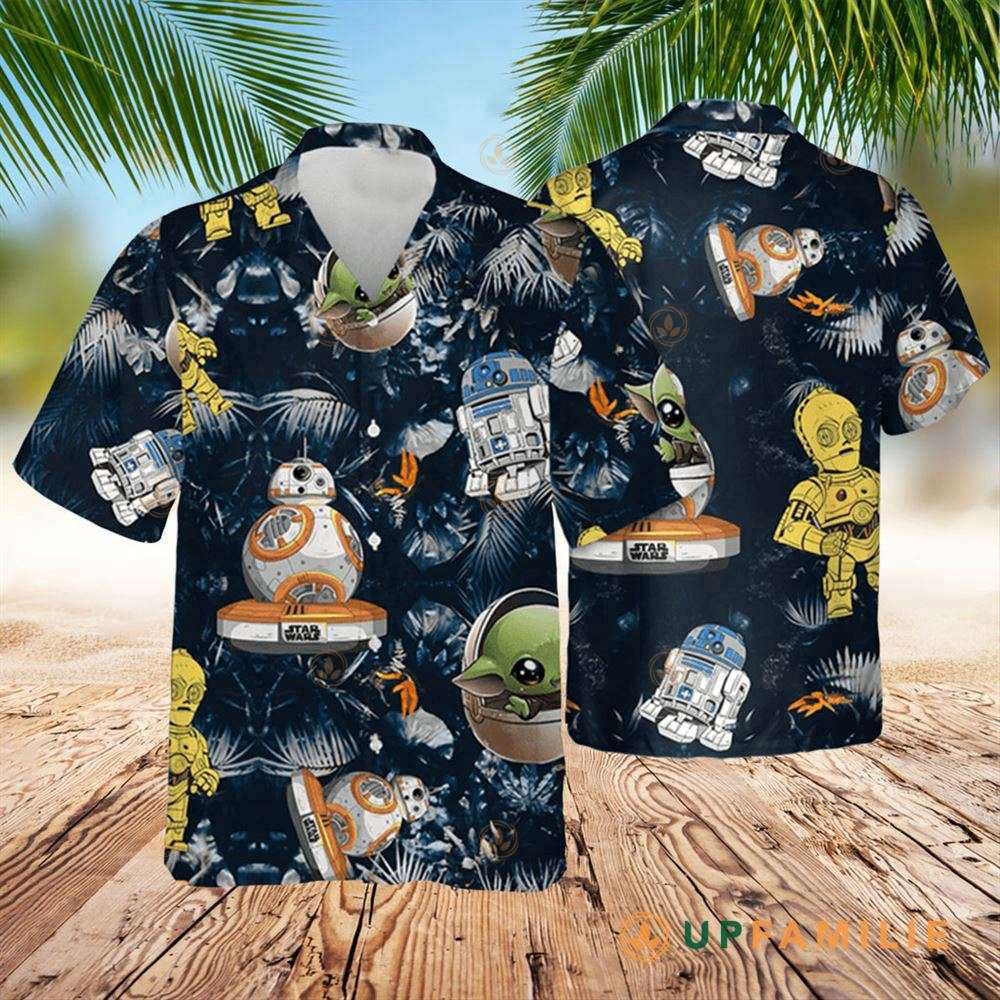 Star Wars Baby Yoda With C 3po R2 D2 Hawaiian Shirt