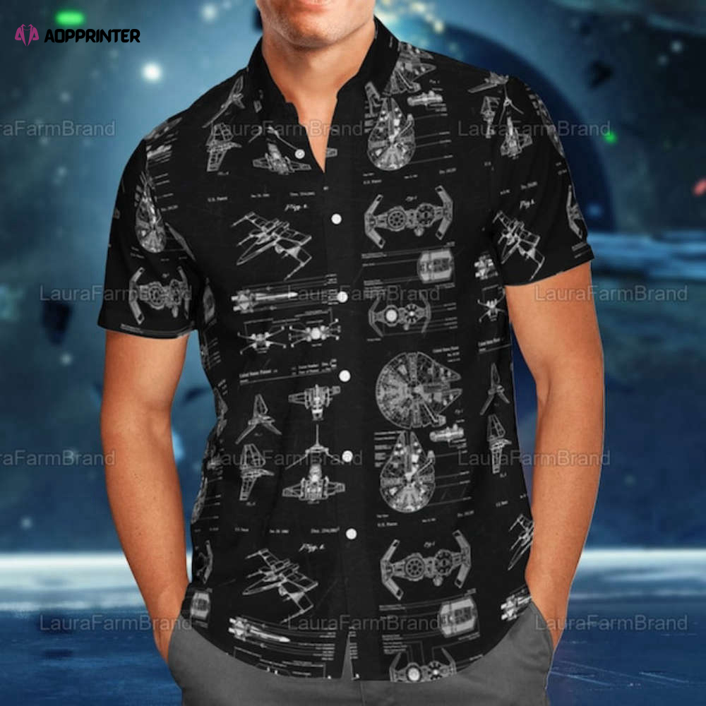 Set Trek Hawaiian Shirt And Men Shorts, Trek Starships Beach Button Shirt