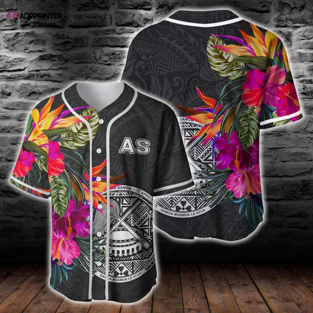 Stylish American Samoa Hibiscus Polynesian Pattern Baseball Jersey