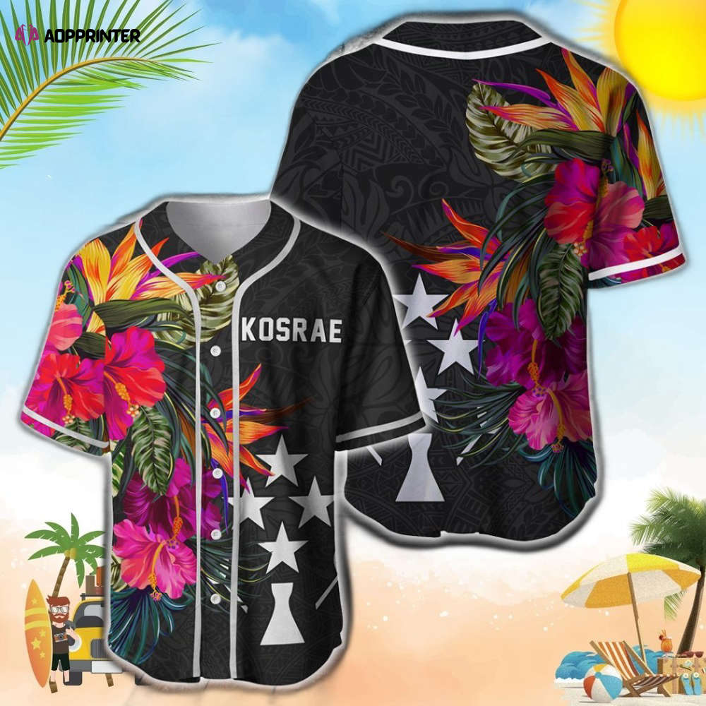 Stylish Kosrae Micronesian Hibiscus Baseball Jersey: Unique Design for Sports Enthusiasts