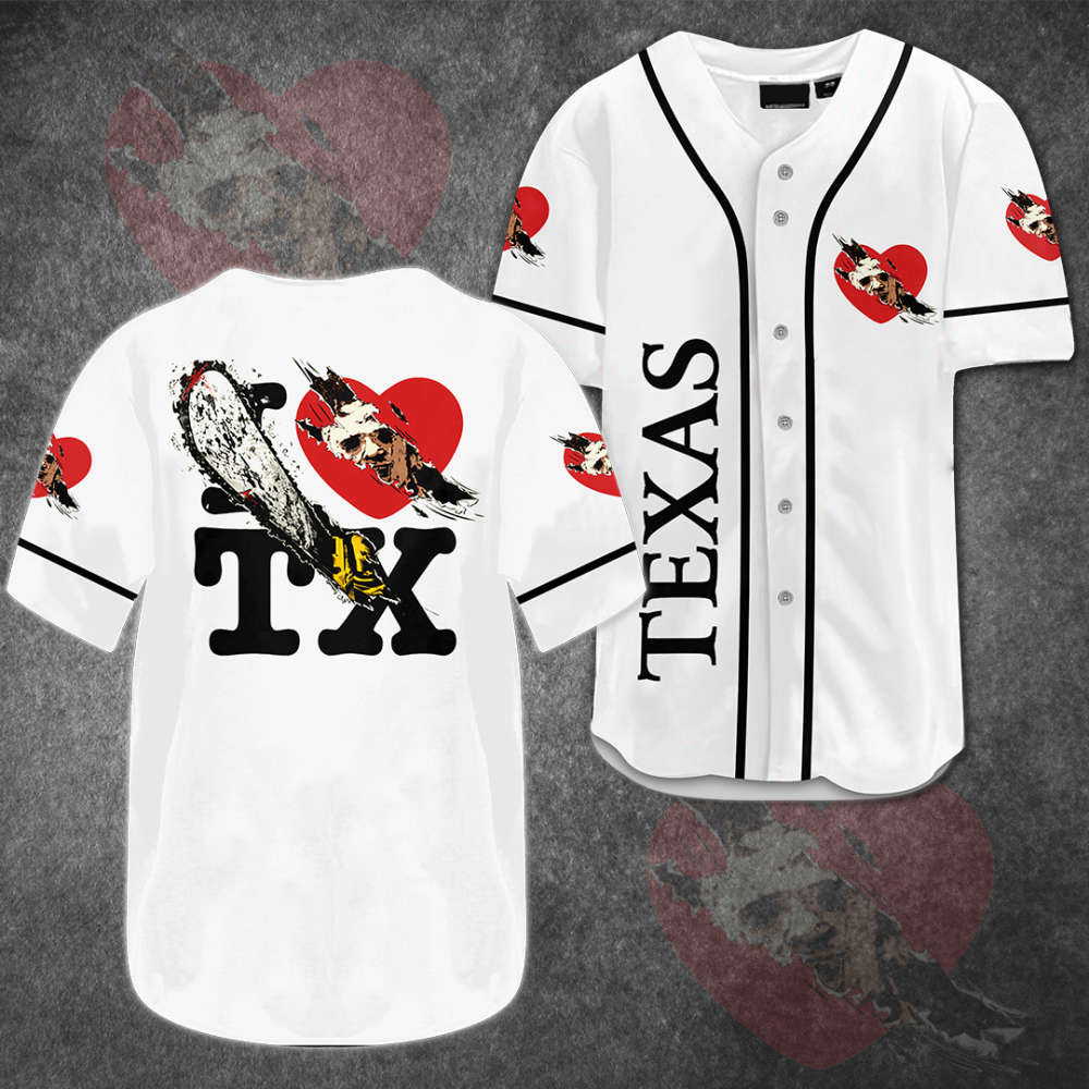 Texas Leatherface Love Baseball Jersey: Stylish  Authentic & Durable