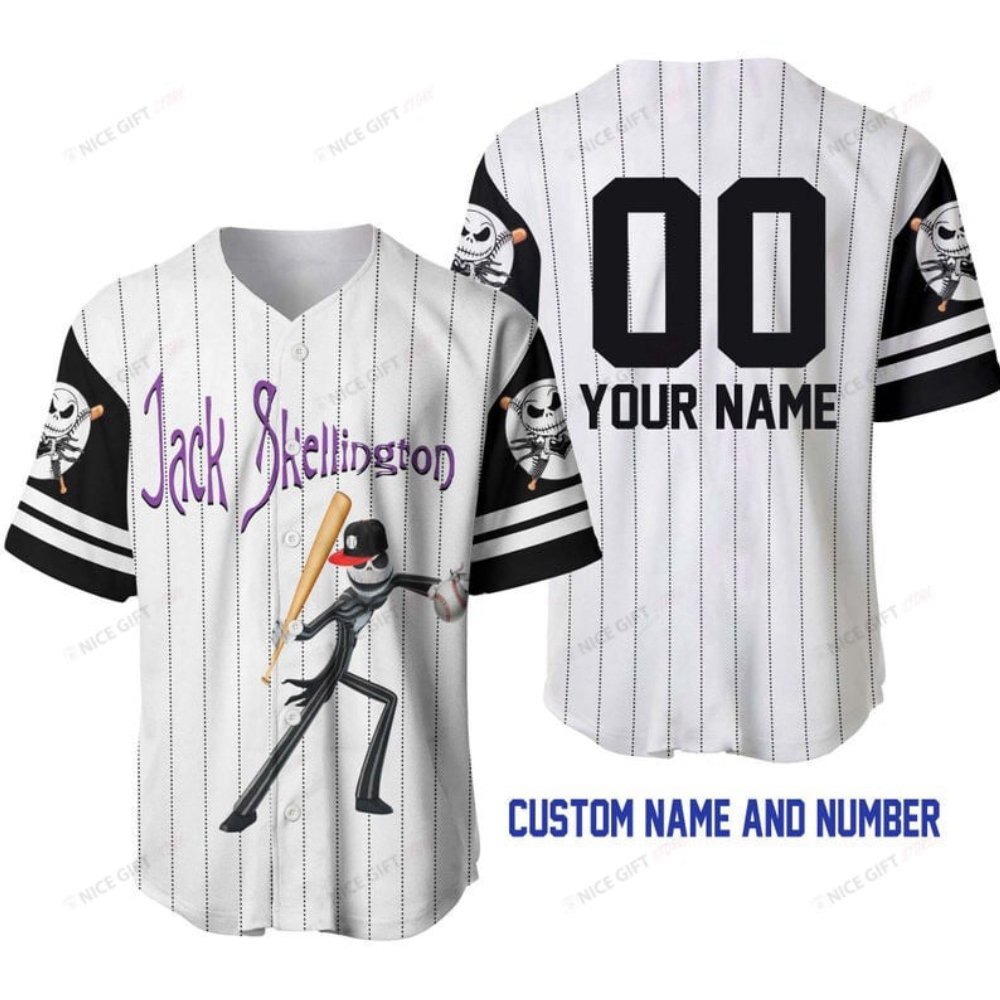 The Nightmare Before Christmas Jack Skellington Custom Name Baseball Jersey Bbj E8q7