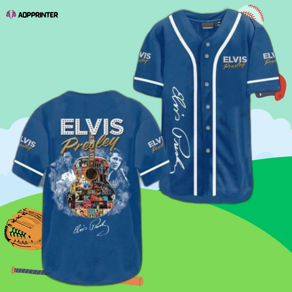 Vintage Elvis Presley Blue Black Baseball Jersey: Rock n  Roll Memorabilia