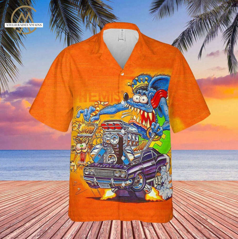 Rat Fink Hot Rod Hawaiian Shirt: Unisex Button Shirt Perfect Gift for Him