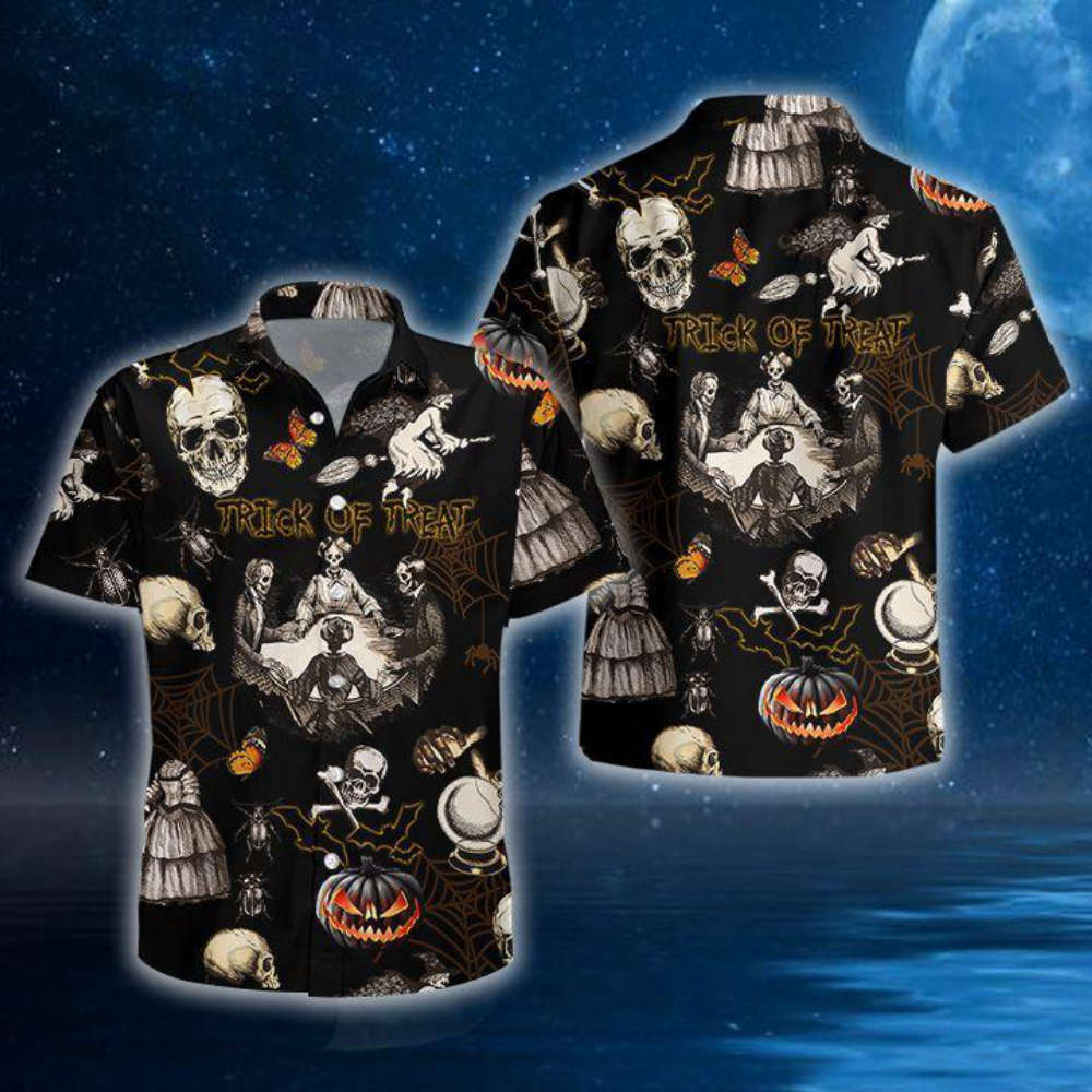 Spooktacular Skull Halloween Hawaiian Shirt – Unique & Stylish Costume Wear