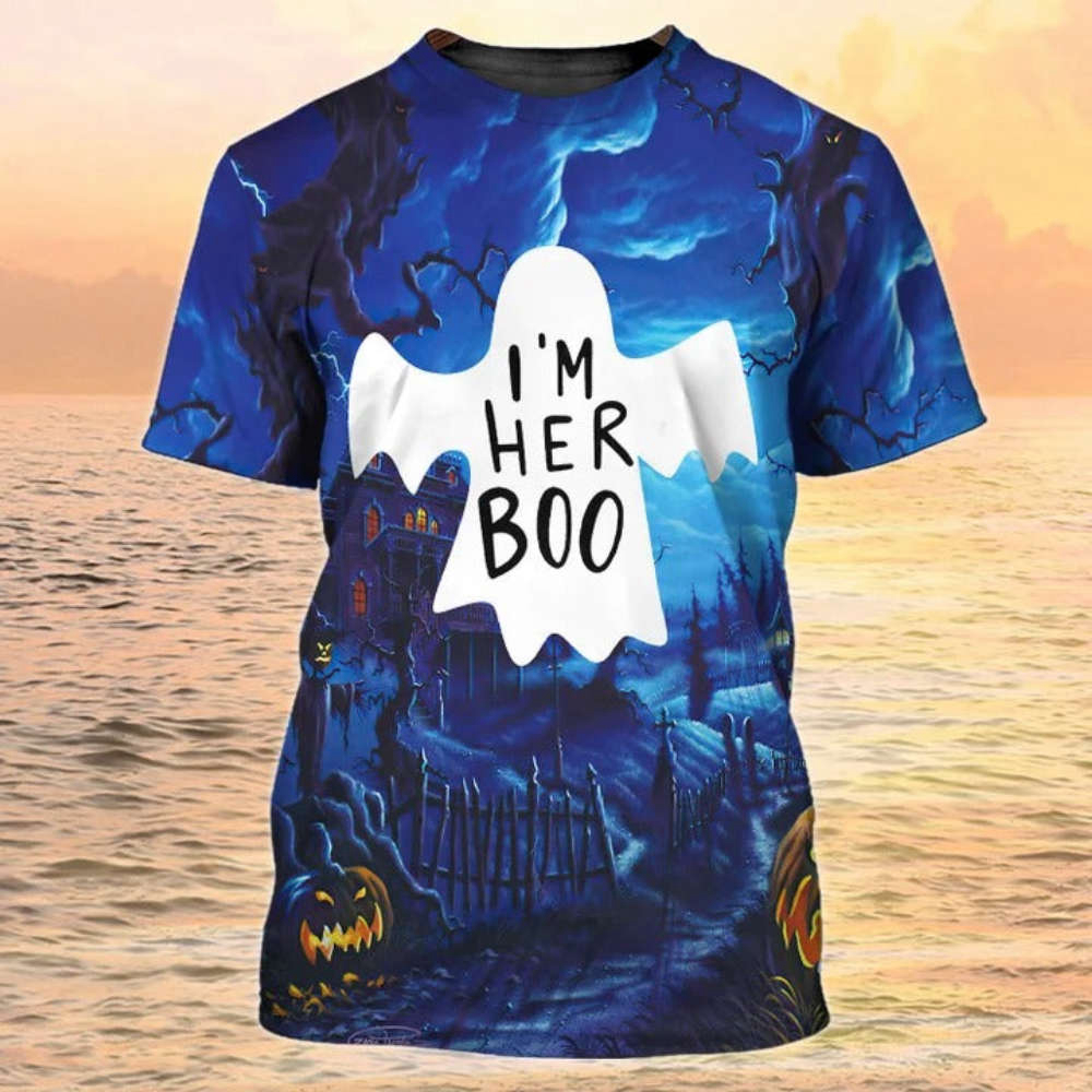 3D All Over Print Ghost And Pumpkin Halloween Shirt Ghost Flying Halloween Tshirt