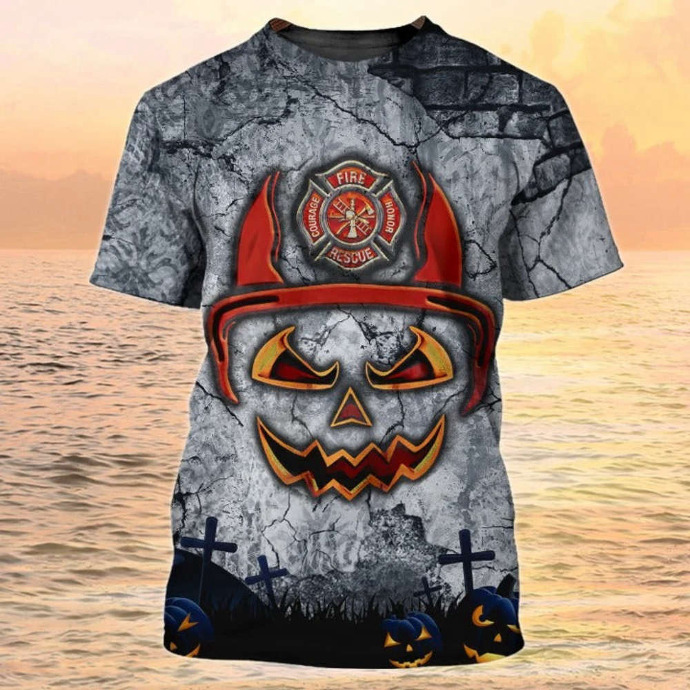 Firefighter Halloween Shirt, Halloween 3D Tshirt, Halloween Gift For Fireman