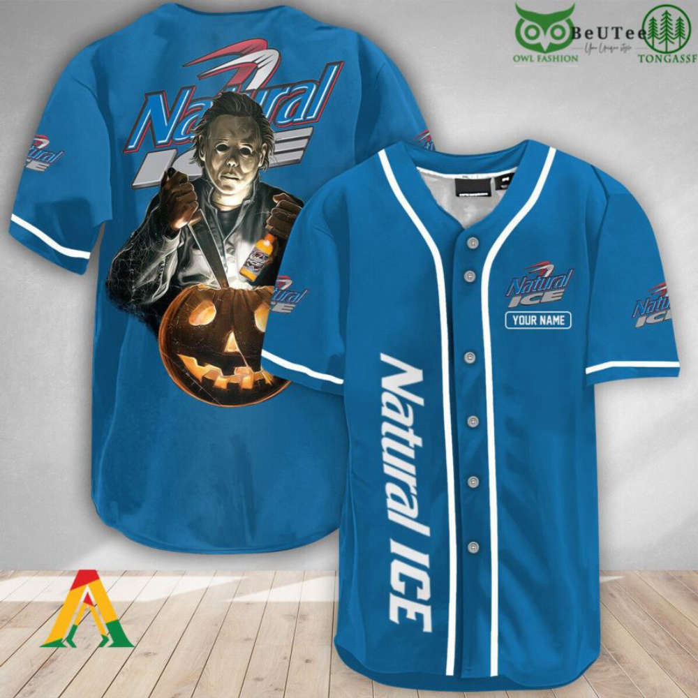 Spooky Personalized Michael Myers Pumpkin Baseball Jersey Shirt for Halloween