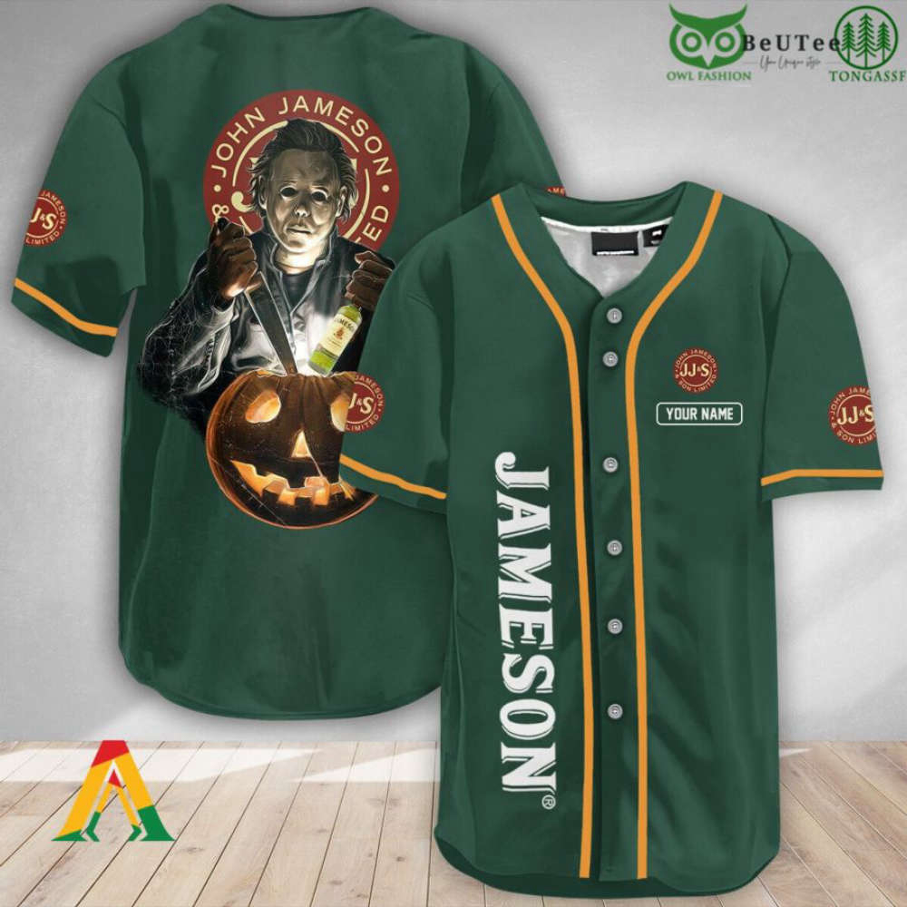 Custom Scary Michael Myers Pumpkin Jameson Halloween Baseball Jersey Shirt