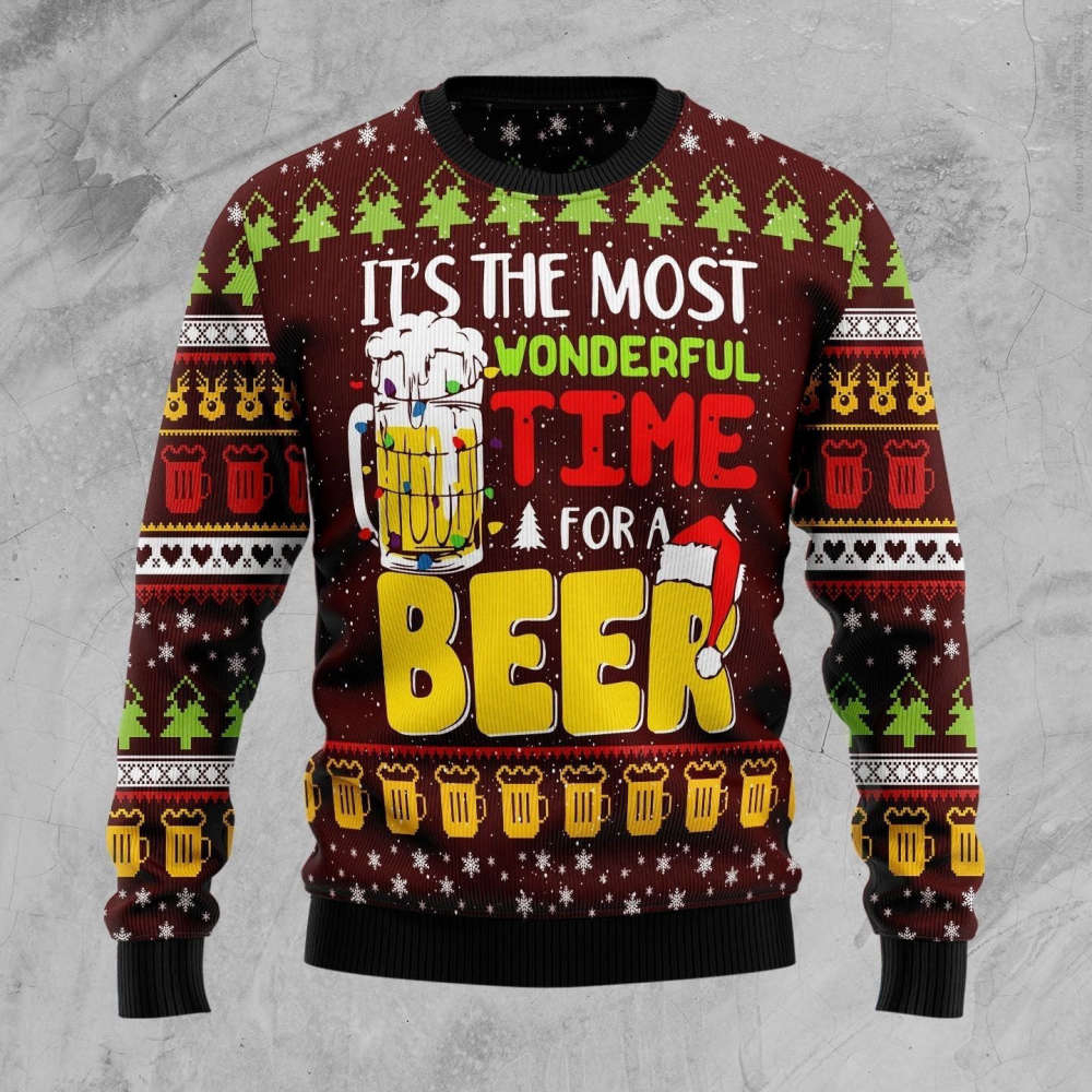 Time For Beer Ugly Christmas Sweater