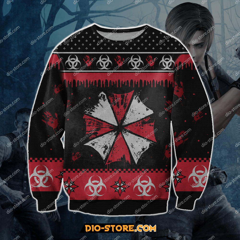 Get Festive with Resident Evil 3D Knitting Pattern Ugly Christmas Sweater Hoodie