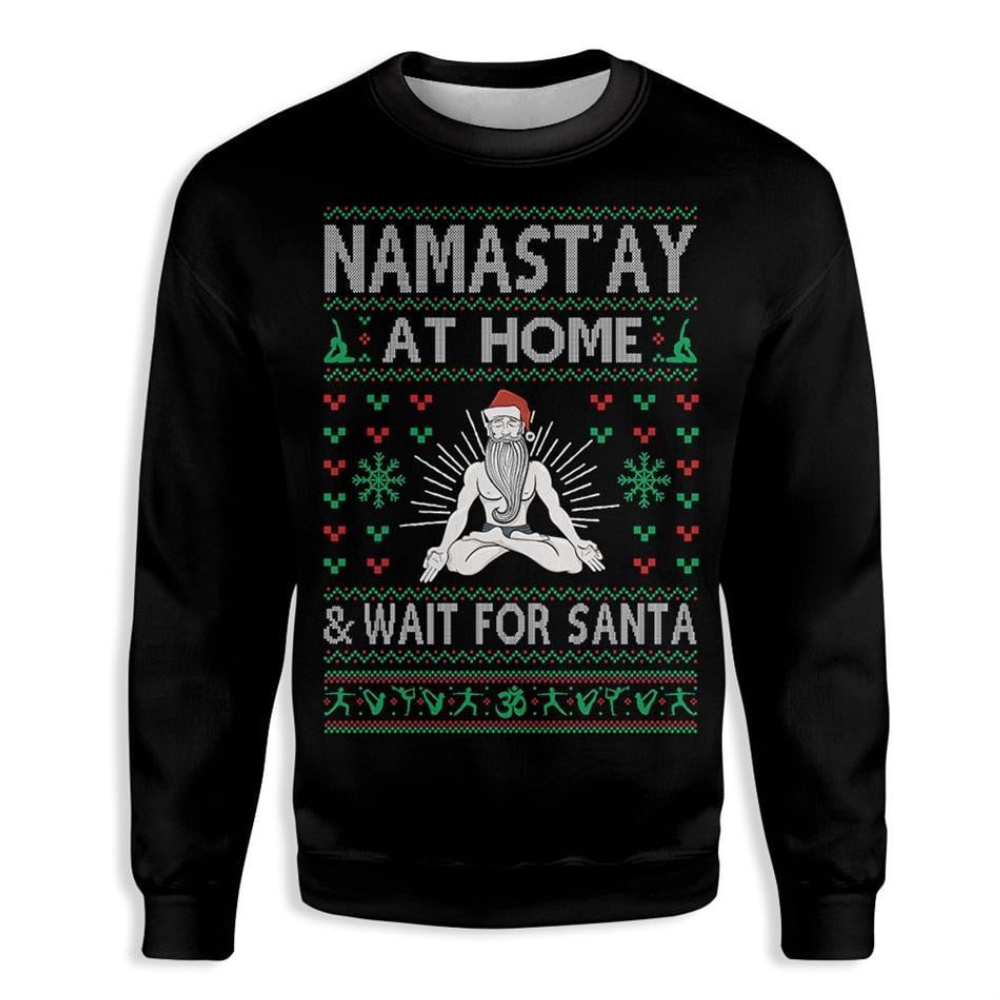 Get Festive with Santa Christmas Yoga Ugly Christmas Sweater – Perfect Holiday Attire!