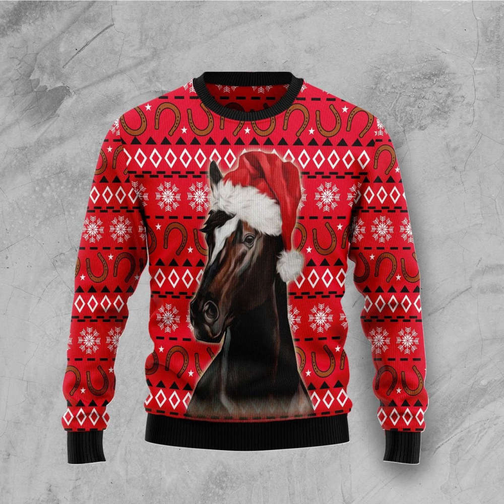 Horse Christmas Pattern Ugly Sweater – Festive and Fun Holiday Attire