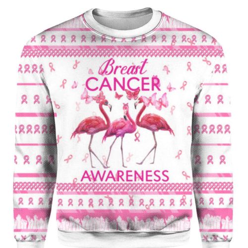 Flamingo Breast Cancer Awareness Ugly Christmas Sweater – Stand Out & Support!