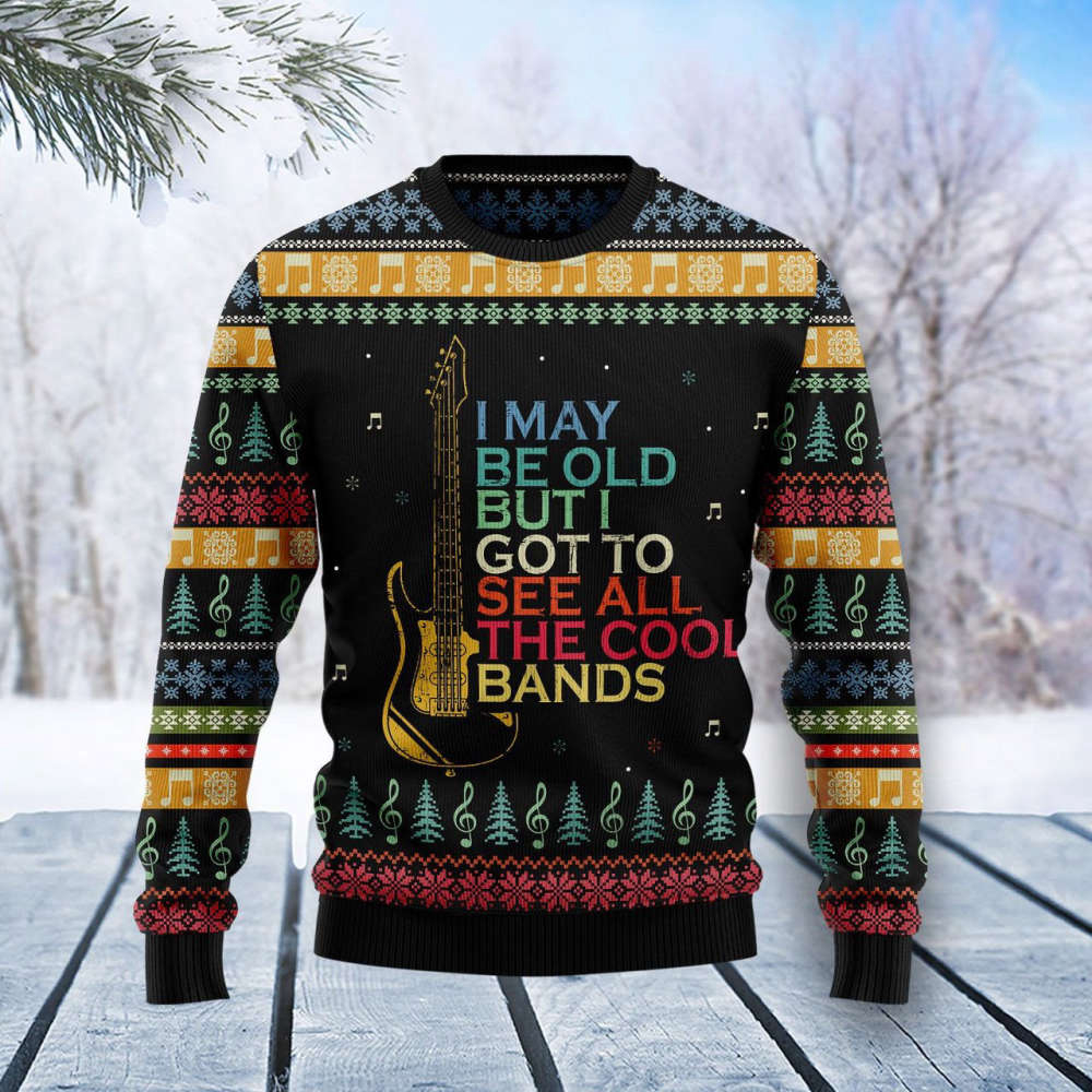 Guitar Old Vintage Xmas Ugly Christmas Sweater