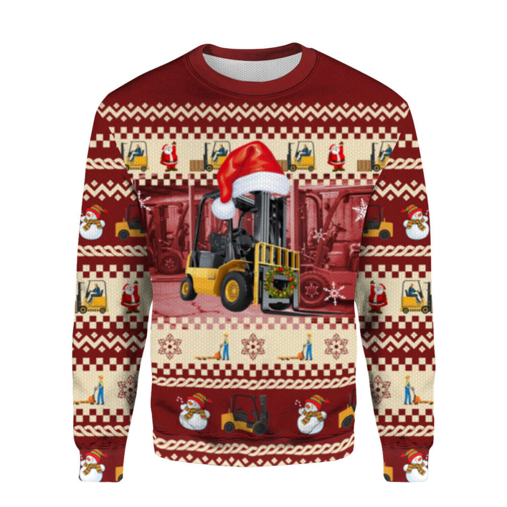 Festive Forklift Christmas Sweater: Perfect Holiday Gift for Forklift Enthusiasts!
