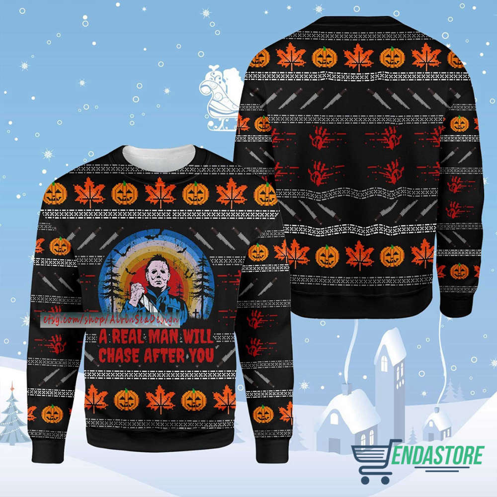 Michael Myers Christmas Sweater: Real Man Chasing – Festive & Unique!