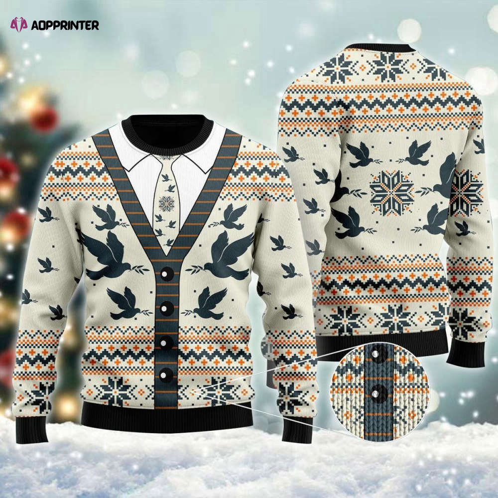 A Silhouette Of Flying Pigeon Cardigan Ugly Sweater