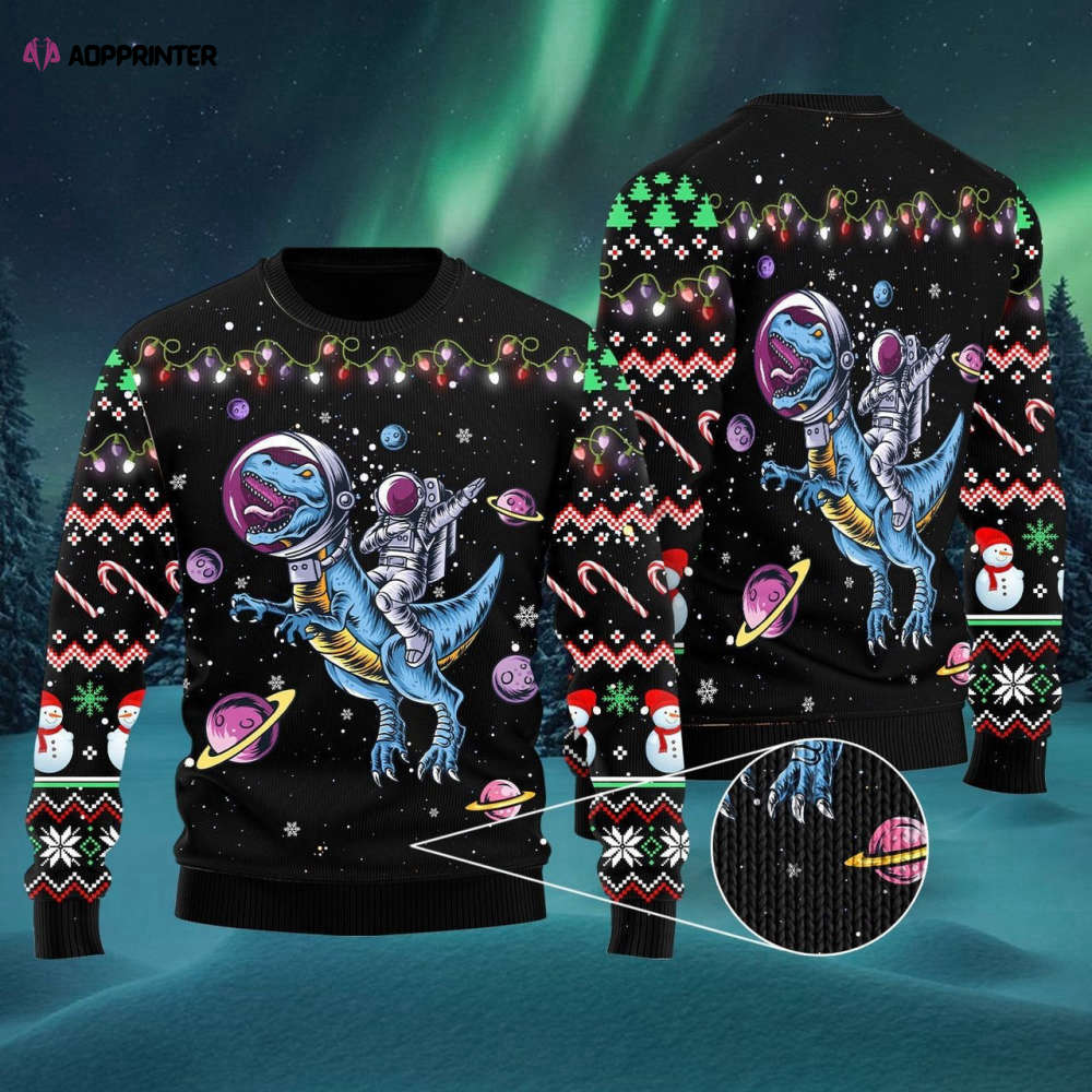 Astronauts Ride T-Rex in Space – Planet Ugly Christmas Sweater