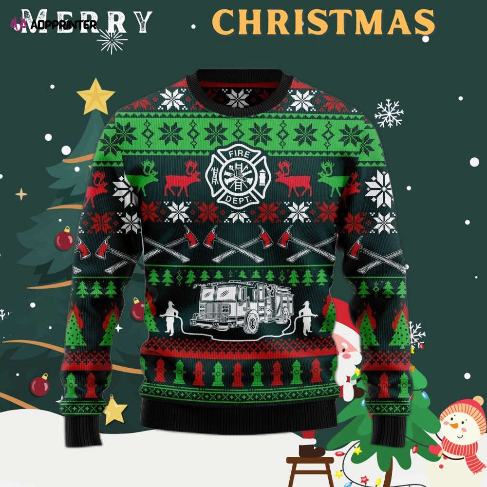 Awesome Firefighter Ugly Christmas Sweater