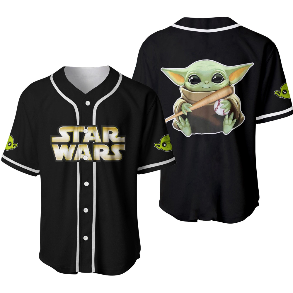 Baby Yoda Star Wars Baseball Jersey – Galactic Cuteness in Green & Black