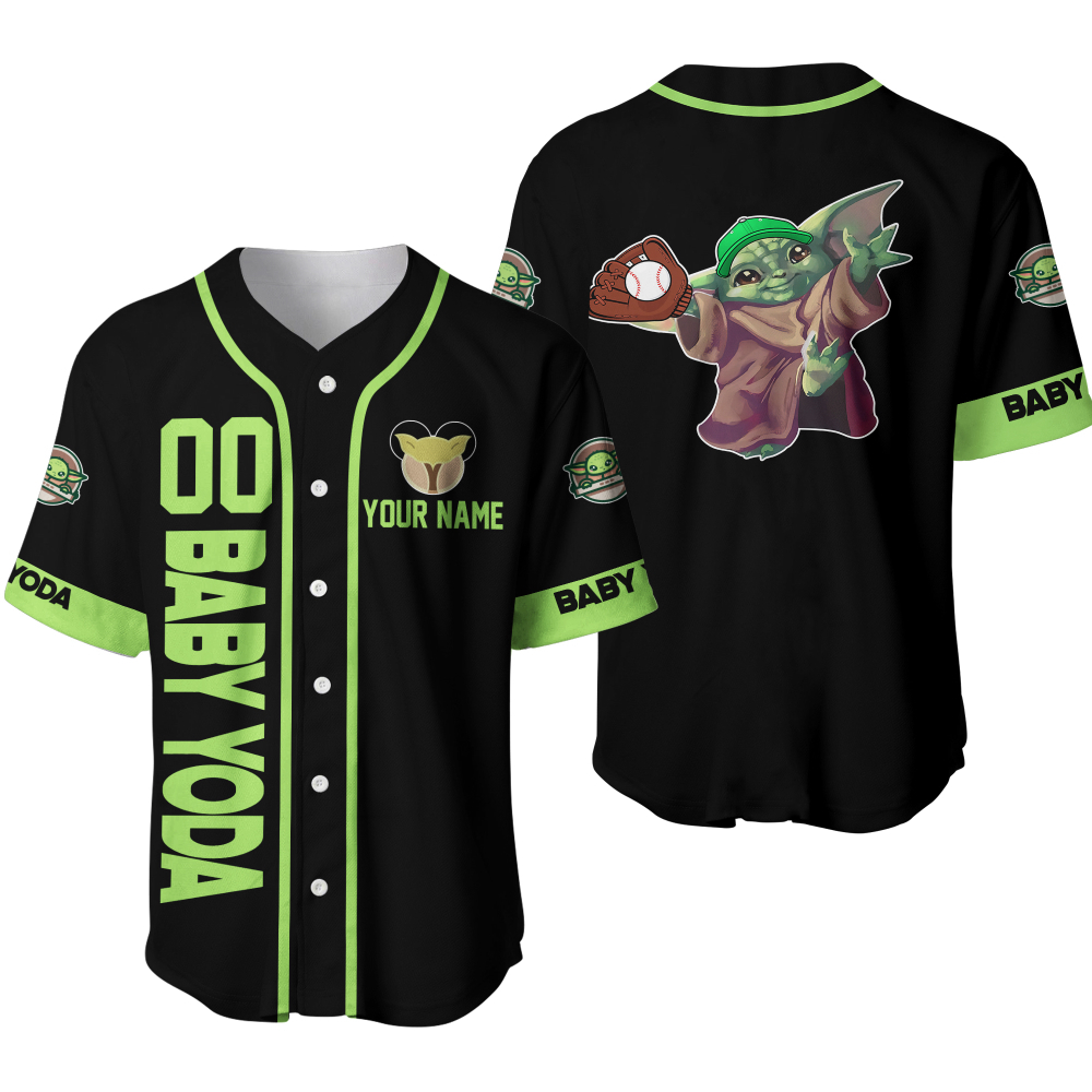 Baby Yoda Star Wars Green Black Jersey – Disney Custom Baseball Gear