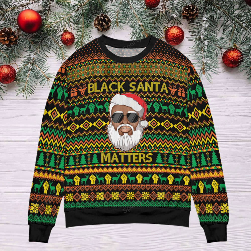 Black Santa Matters: Festive Christmas Sweater for Celebrating Diversity