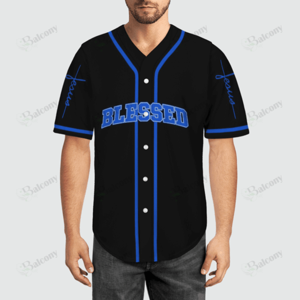 Blessed Blue Light Baseball Jersey Colorful Adult Unisex Sizes S – 5XL