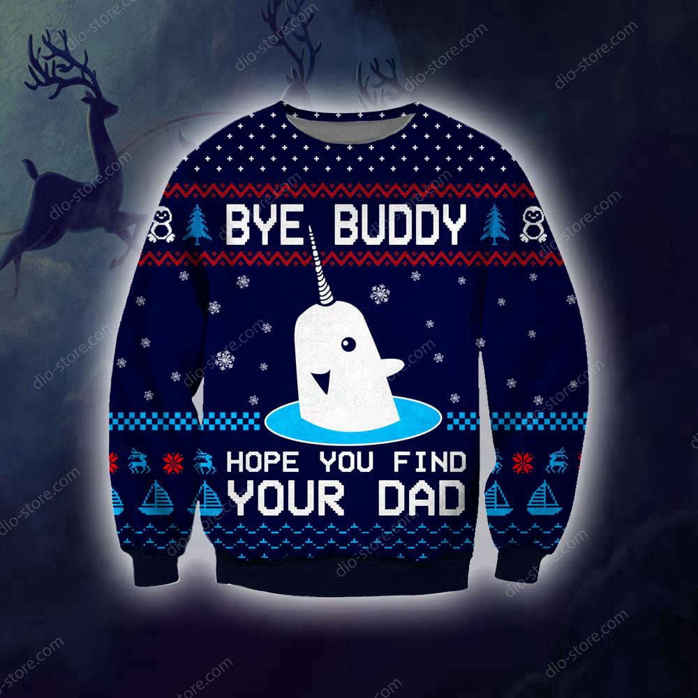 Bye Buddy Knitting Pattern 3D Print Ugly Christmas Sweater Hoodie All Over Printed