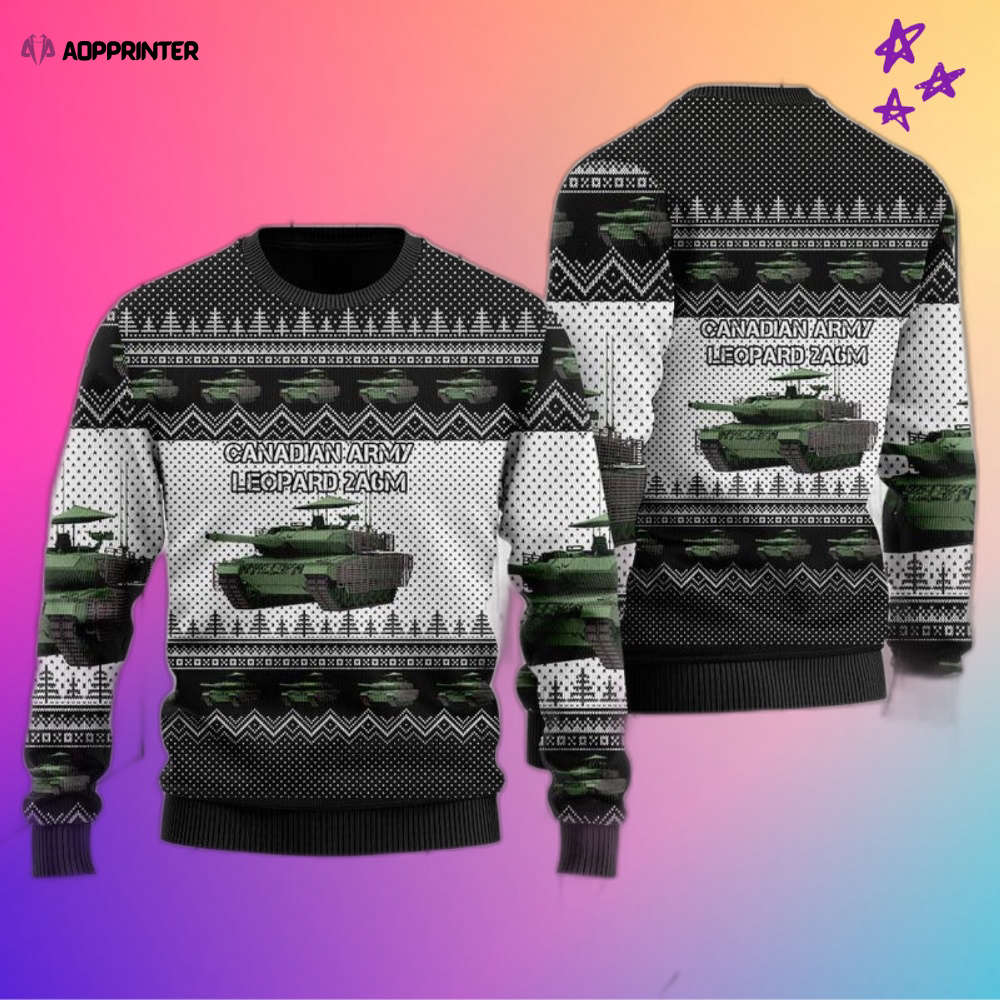 Canadian Army Leopard 2A6M Ugly Christmas Sweater: Festive Military Apparel for Holidays