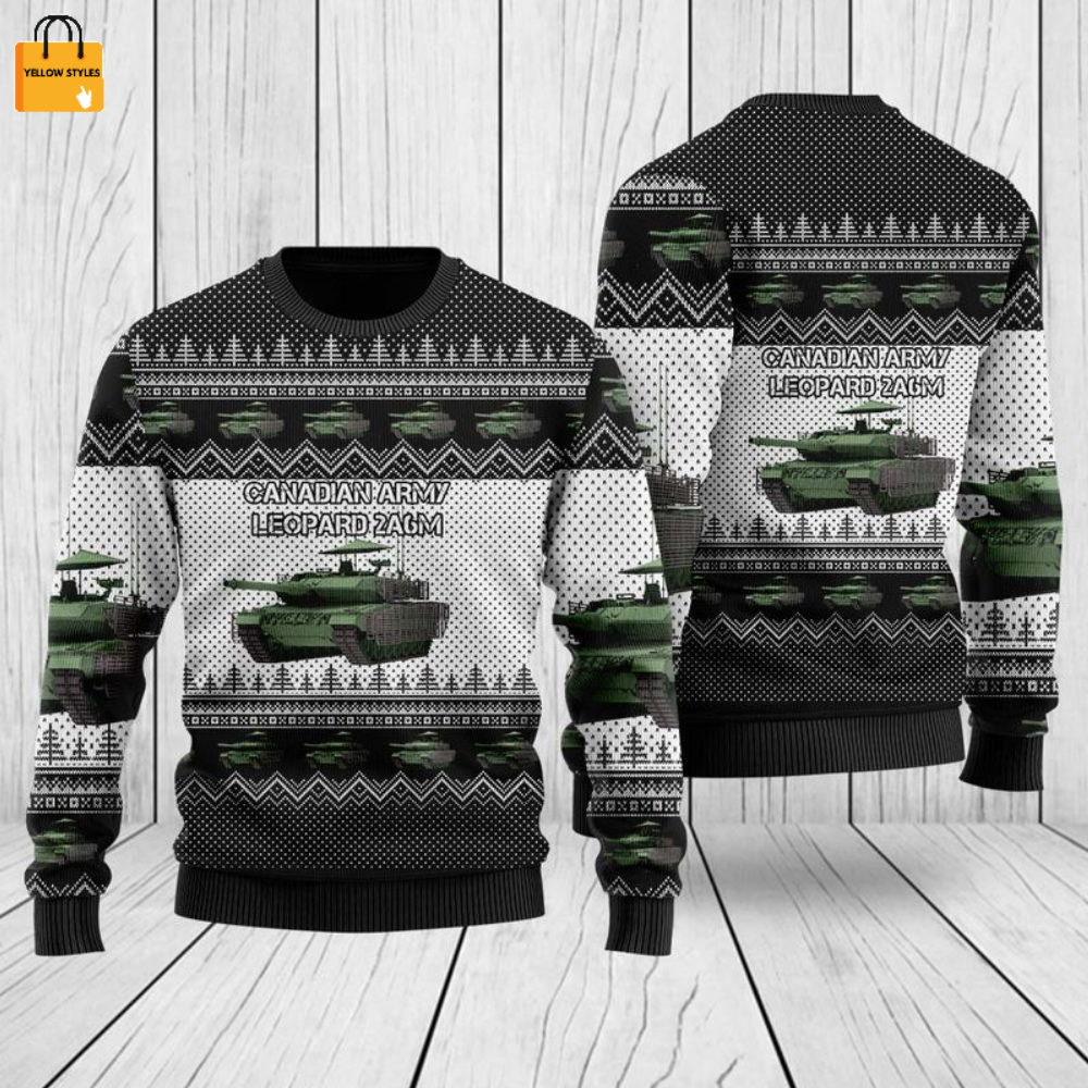 Canadian Army Leopard 2A6M Ugly Christmas Sweater: Festive Military Apparel for Holidays