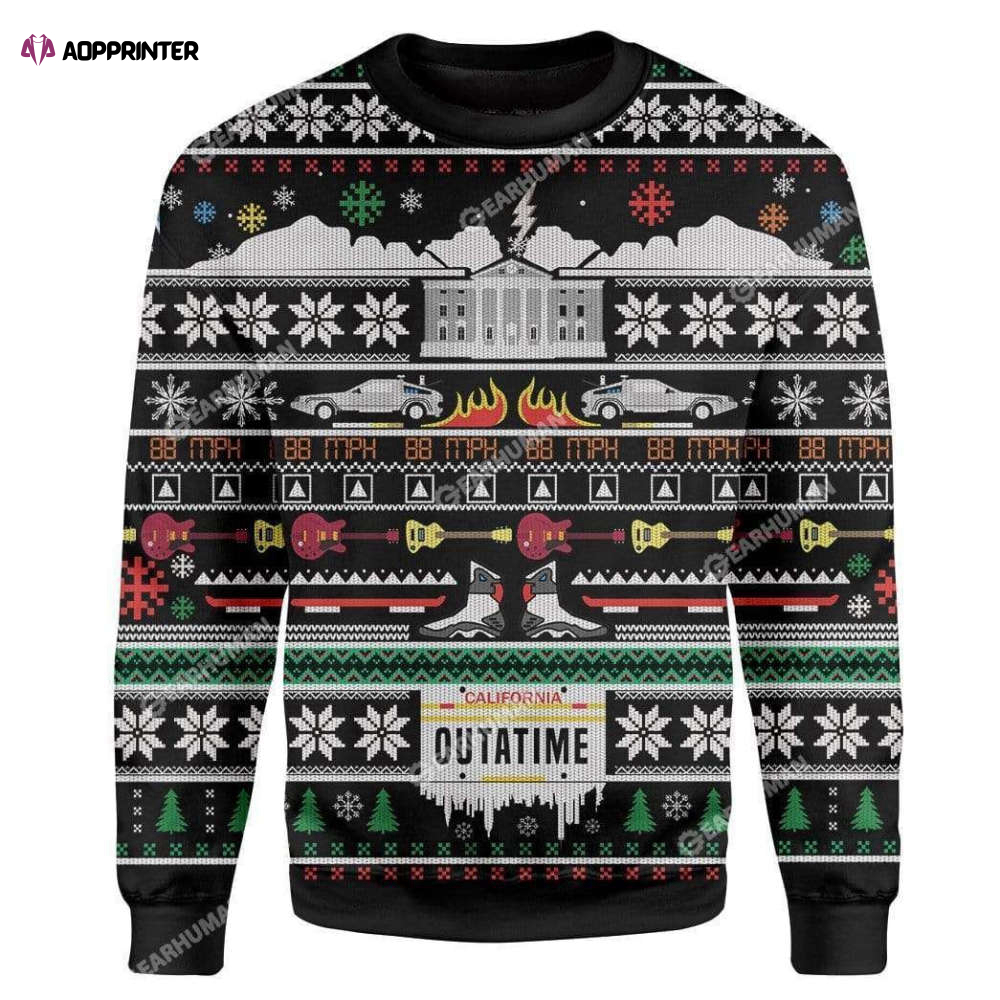 Car Guitar Snowflake Ugly Christmas Sweater – Back to the Future Unisex Sweatshirt