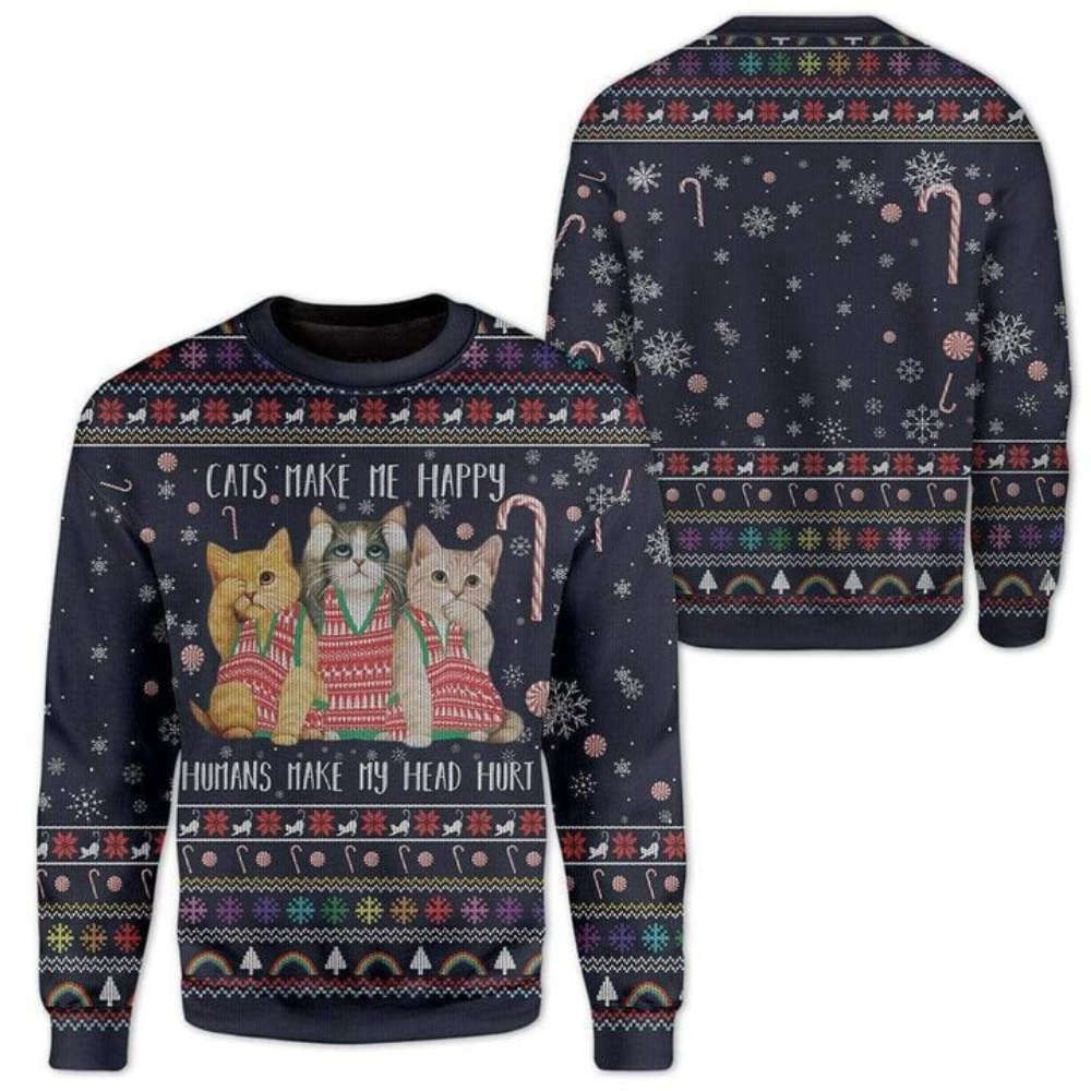 Cat Make Me Happy Ugly Christmas Sweater